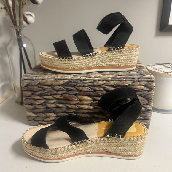 Dolce Vita Lury Black Strappy Platform Espadrille Sandals Size 10 - Picture 5 of 8